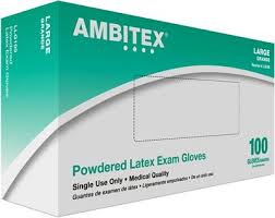 GLOVES, LATEX POWDER EXAM LARGE 100/BX, 10BX/CS GLOVES, LATEX POWDER EXAM LARGE 100/BX, 10BX/CS